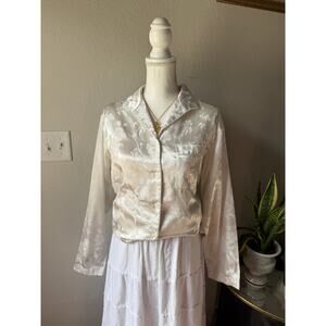 White Floral Button Up